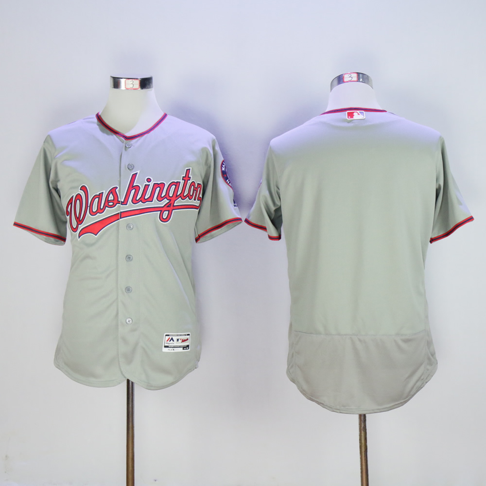 Men Washington Nationals Blank Grey MLB Jerseys